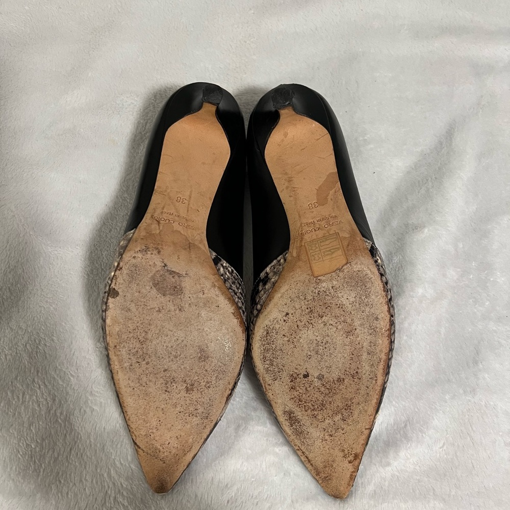 Club Monaco black and snakeskin leather kitten heels - Picture 3 of 7